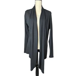 Fabletics Women's Open Jacket Size M in Black with Longer Front Draped Neckline